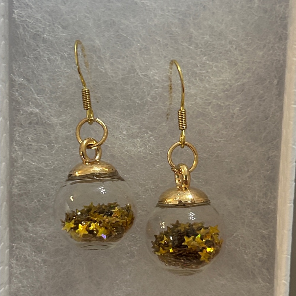 Gold Holiday Ornament Confetti Earrings